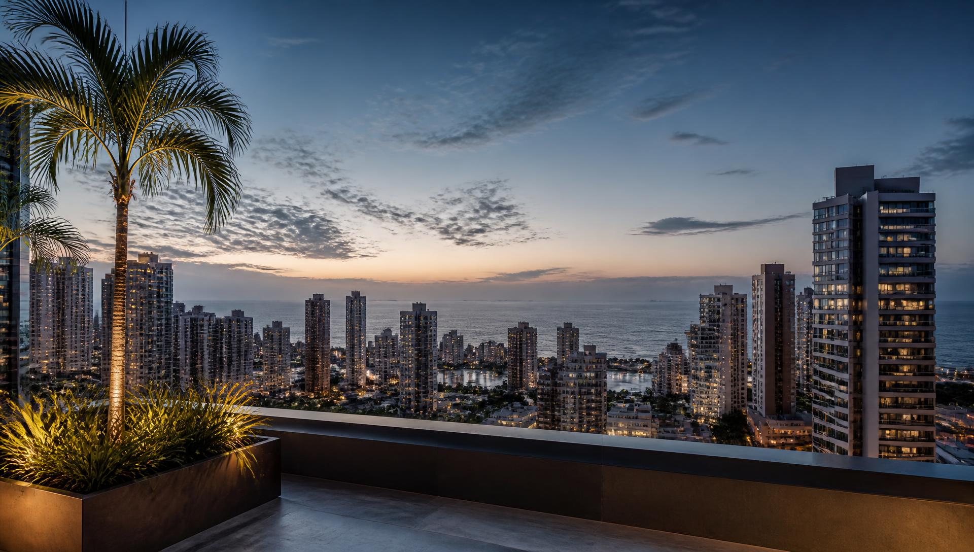 Skyline contemporâneo de Salvador ao entardecer
